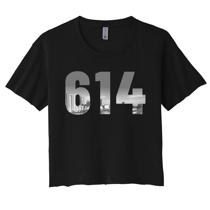 Columbus 614 Area Code Skyline Ohio Vintage Women's Crop Top Tee