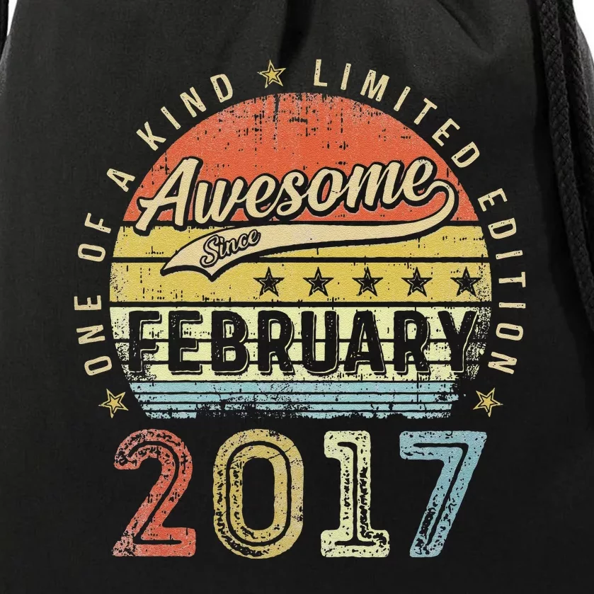 Cute 6th Birthday Gift Awesome Since February 2017 6 Year Old Drawstring Bag