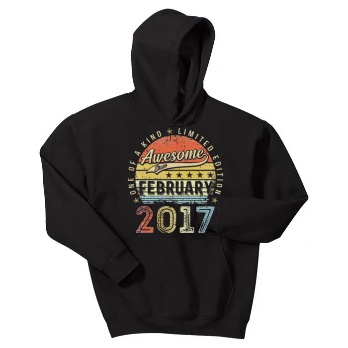 Cute 6th Birthday Gift Awesome Since February 2017 6 Year Old Kids Hoodie