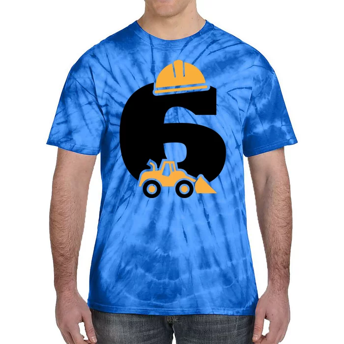 6th Birthday Construction Gift For Birthday Boy Tie-Dye T-Shirt