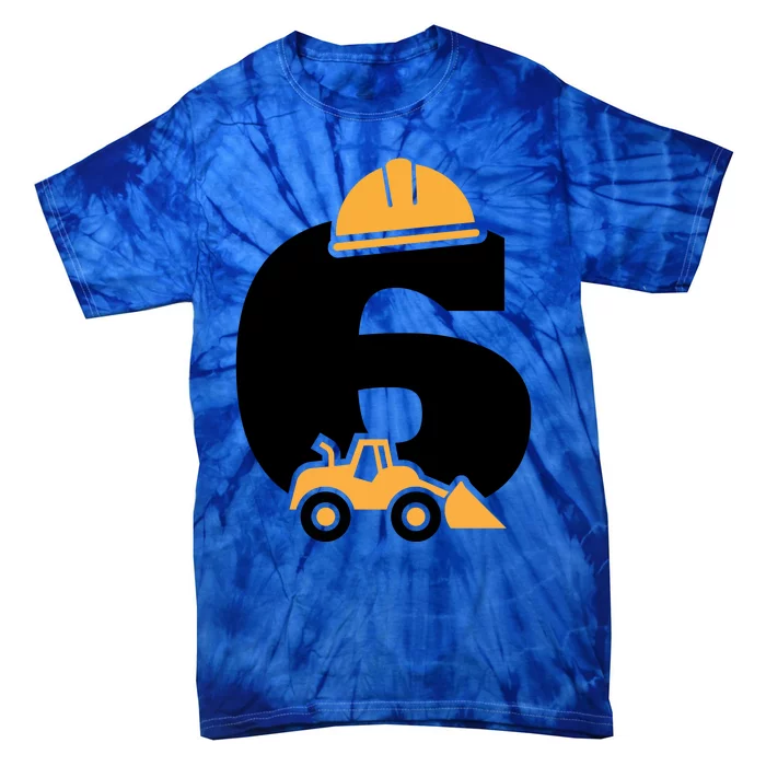 6th Birthday Construction Gift For Birthday Boy Tie-Dye T-Shirt