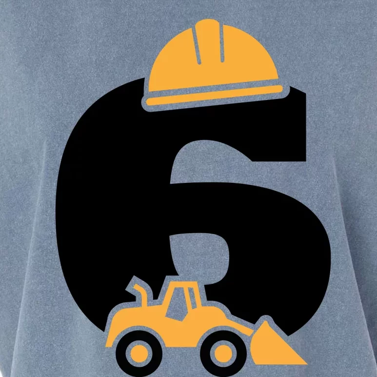 6th Birthday Construction Gift For Birthday Boy Garment-Dyed Women's Muscle Tee