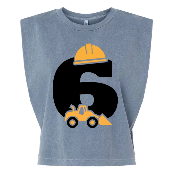 6th Birthday Construction Gift For Birthday Boy Garment-Dyed Women's Muscle Tee