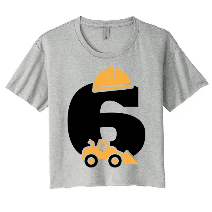 6th Birthday Construction Gift For Birthday Boy Women's Crop Top Tee