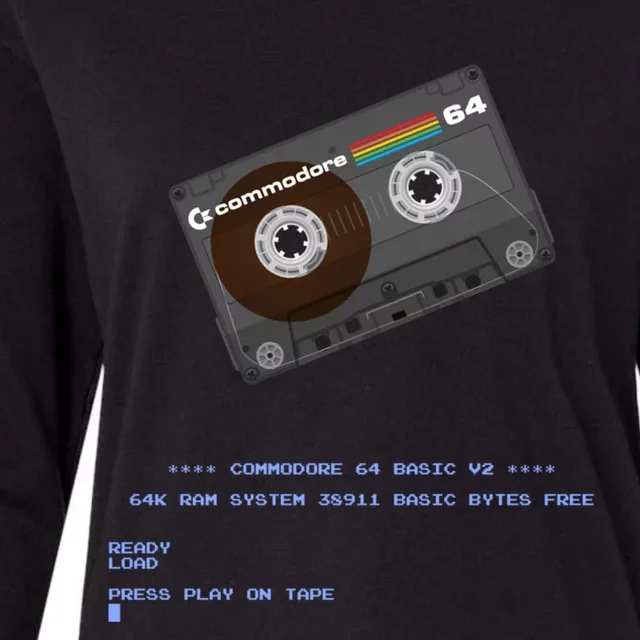 Commodore 64 Cassette Tape Loading... Womens Cotton Relaxed Long Sleeve T-Shirt