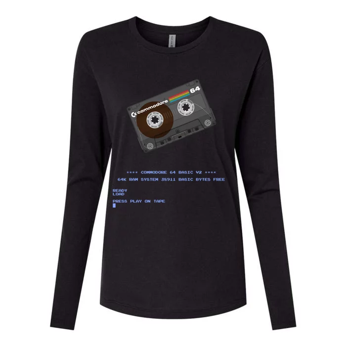 Commodore 64 Cassette Tape Loading... Womens Cotton Relaxed Long Sleeve T-Shirt