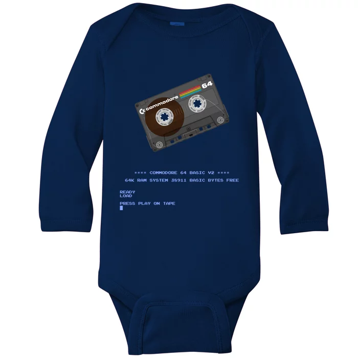 Commodore 64 Cassette Tape Loading... Baby Long Sleeve Bodysuit