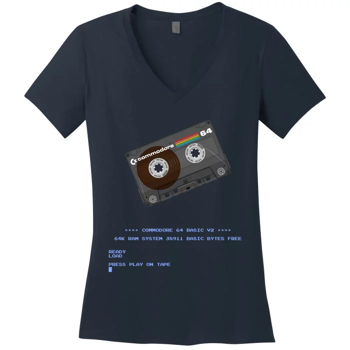 Commodore 64 Cassette Tape Loading... Women's V-Neck T-Shirt