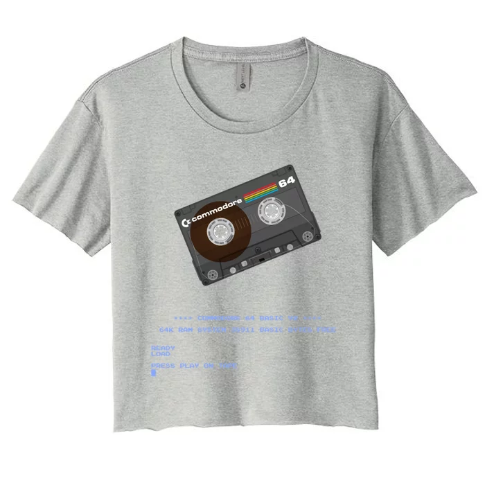 Commodore 64 Cassette Tape Loading... Women's Crop Top Tee