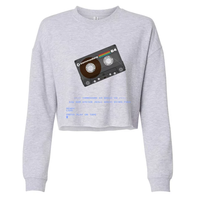 Commodore 64 Cassette Tape Loading... Cropped Pullover Crew