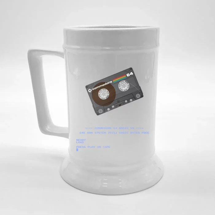 Commodore 64 Cassette Tape Loading... Front & Back Beer Stein