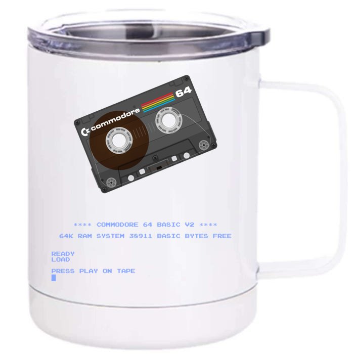 Commodore 64 Cassette Tape Loading... Front & Back 12oz Stainless Steel Tumbler Cup