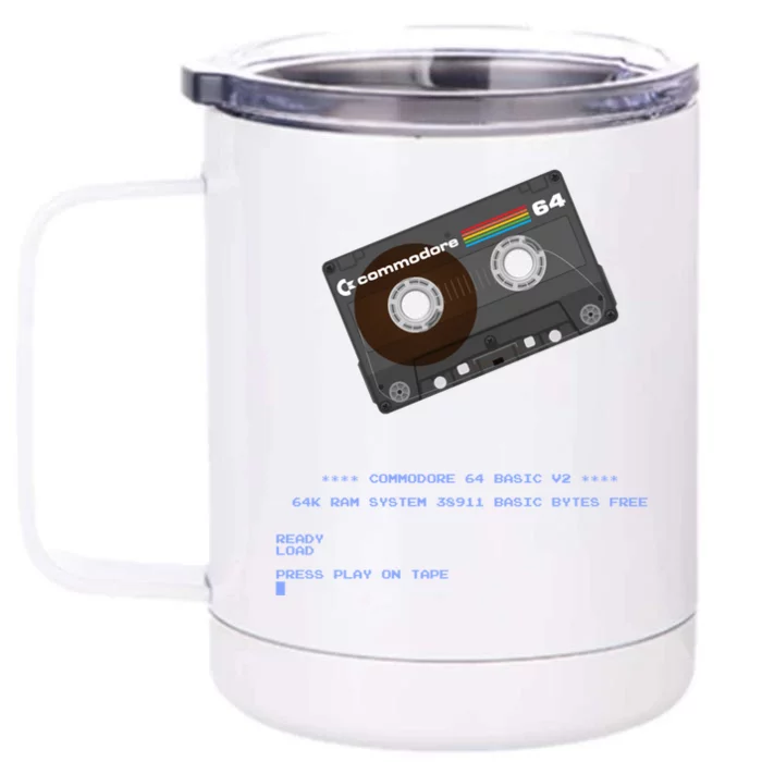 Commodore 64 Cassette Tape Loading... Front & Back 12oz Stainless Steel Tumbler Cup