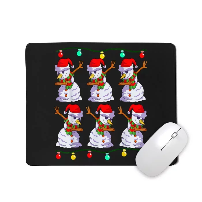 Cute 6 Dabbing Snowman Christmas Lights Xmas Mousepad