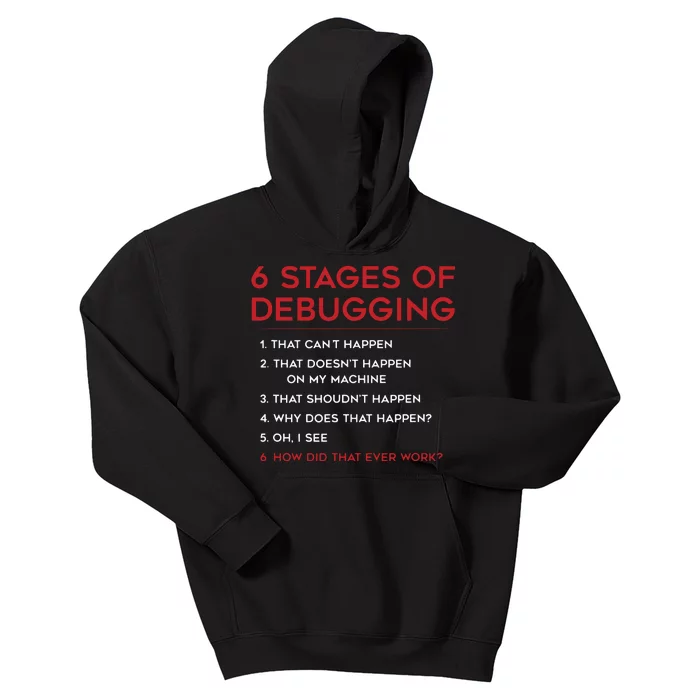 Coding 6 Stages Of Debugging Bug Computer Programmer Kids Hoodie