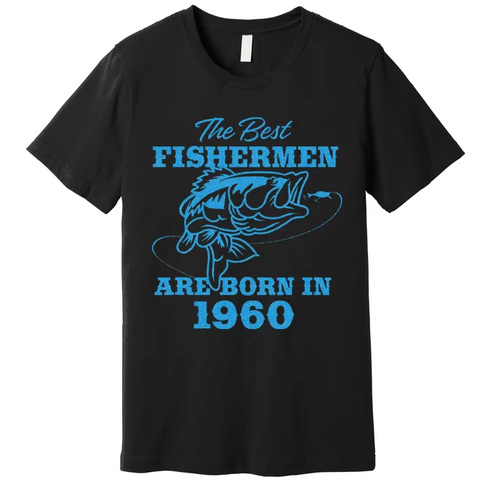 Cute 63 Year Old Fisherman Fishing 1960 63rd Birthday Premium T-Shirt