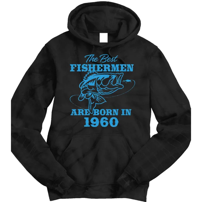 Cute 63 Year Old Fisherman Fishing 1960 63rd Birthday Tie Dye Hoodie