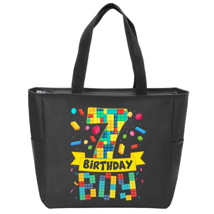 Cute 7th Birthday Gift 7 Years Old Block Building S Zip Tote Bag