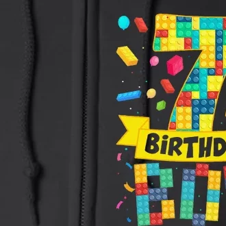 Cute 7th Birthday Gift 7 Years Old Block Building S Full Zip Hoodie