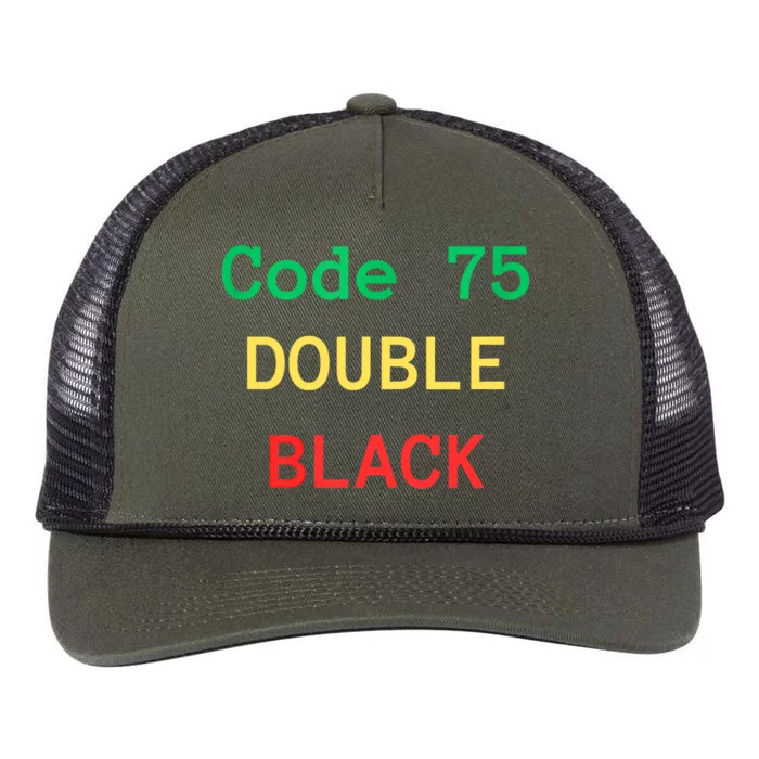 Code 75 Double Black Retro Rope Trucker Hat Cap