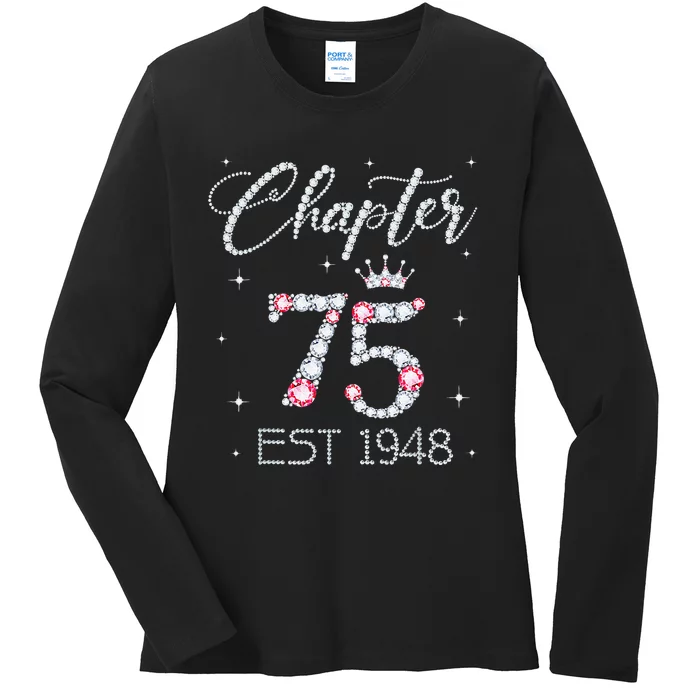 Chapter 75 EST 1948 75Th Birthday Gift For Women Ladies Ladies Long Sleeve Shirt