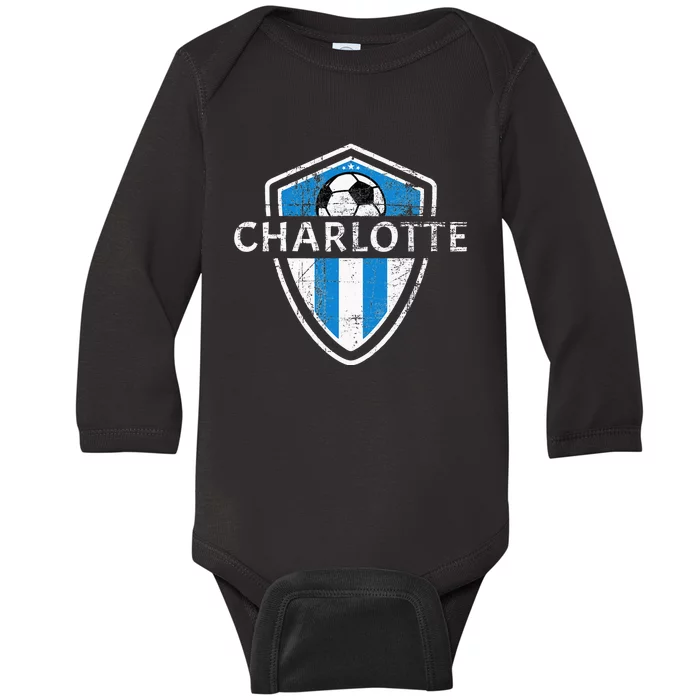 Charlotte 704 Jersey Fan Badge Baby Long Sleeve Bodysuit