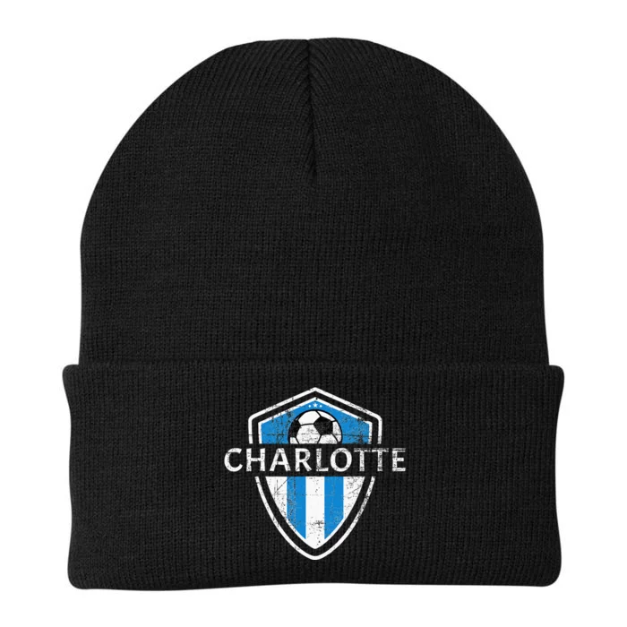 Charlotte 704 Jersey Fan Badge Distressed Knit Cap Winter Beanie