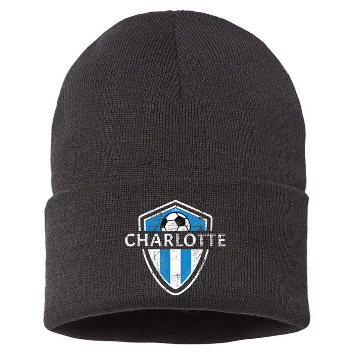 Charlotte 704 Jersey Fan Badge Distressed Sustainable Knit Beanie