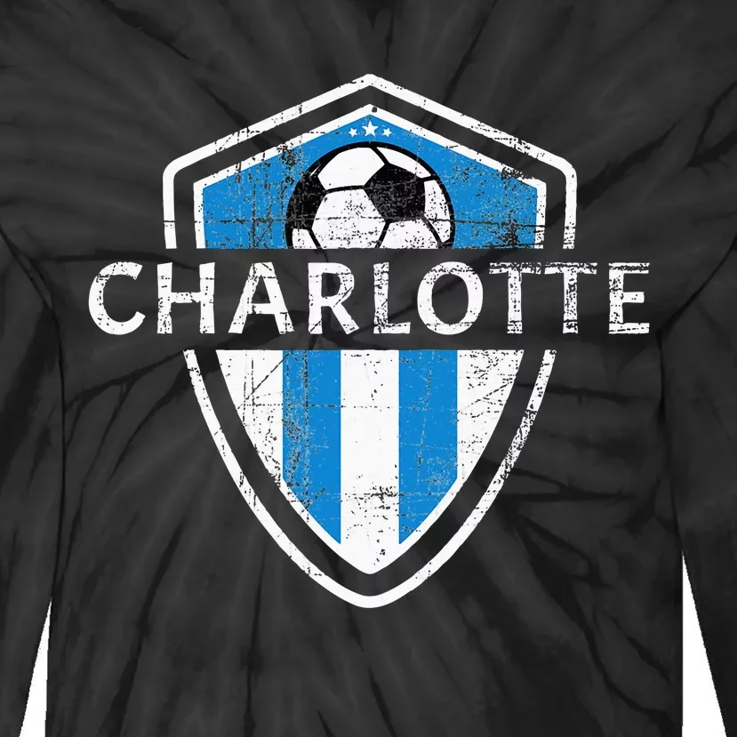 Charlotte 704 Jersey Fan Badge Distressed Tie-Dye Long Sleeve Shirt