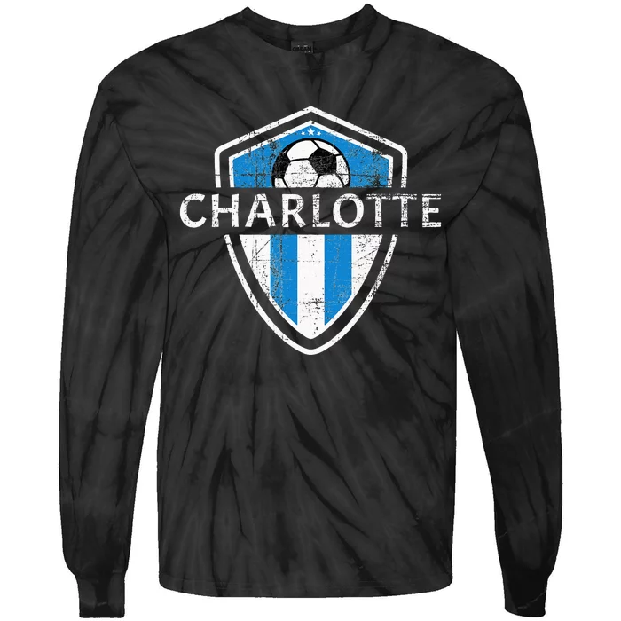 Charlotte 704 Jersey Fan Badge Distressed Tie-Dye Long Sleeve Shirt