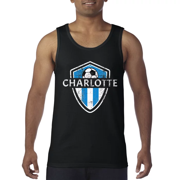 Charlotte 704 Jersey Fan Badge Distressed Tank Top