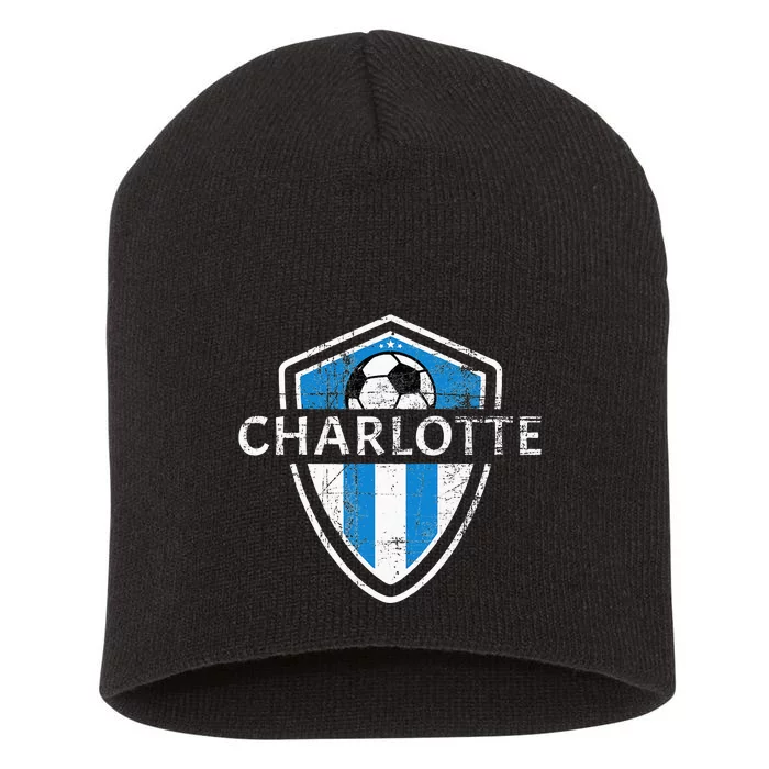 Charlotte 704 Jersey Fan Badge Distressed Short Acrylic Beanie