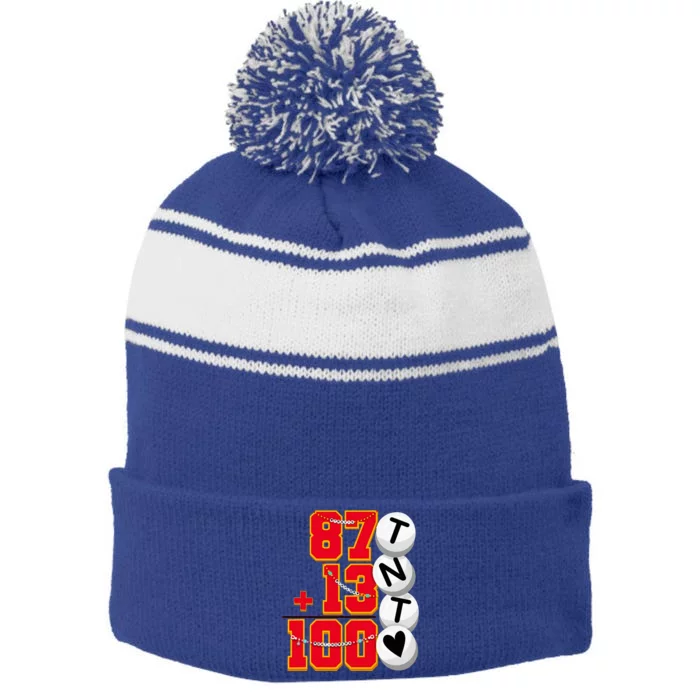 Cute 87 + 13 = 100 Days Of School Taylo.R 100th Day Of School Stripe Pom Pom Beanie