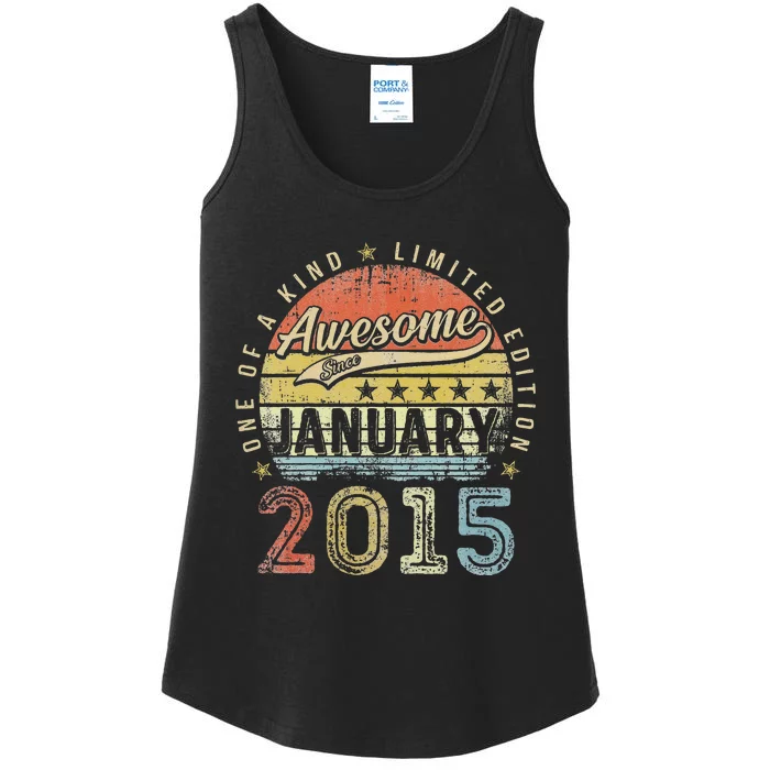 Cute 8th Birthday Gift Awesome Since January 2015 8 Year Old Ladies Essential Tank