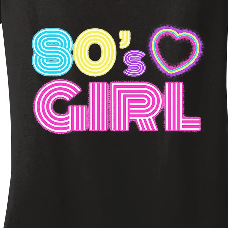 Cool 80s Girl For Women Mom 1980S Birthday Women's V-Neck T-Shirt