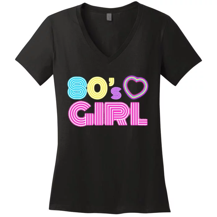 Cool 80s Girl For Women Mom 1980S Birthday Women's V-Neck T-Shirt