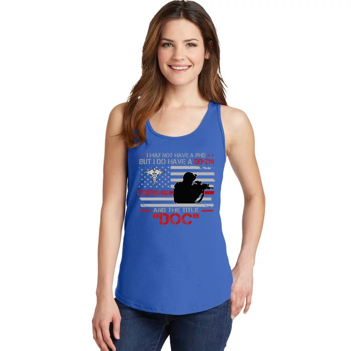 Corpsman 8404 Title Doc DD214 Gift For Corpsman Veteran Ladies Essential Tank