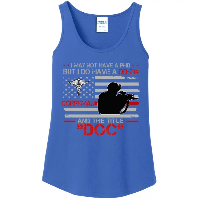 Corpsman 8404 Title Doc DD214 Gift For Corpsman Veteran Ladies Essential Tank