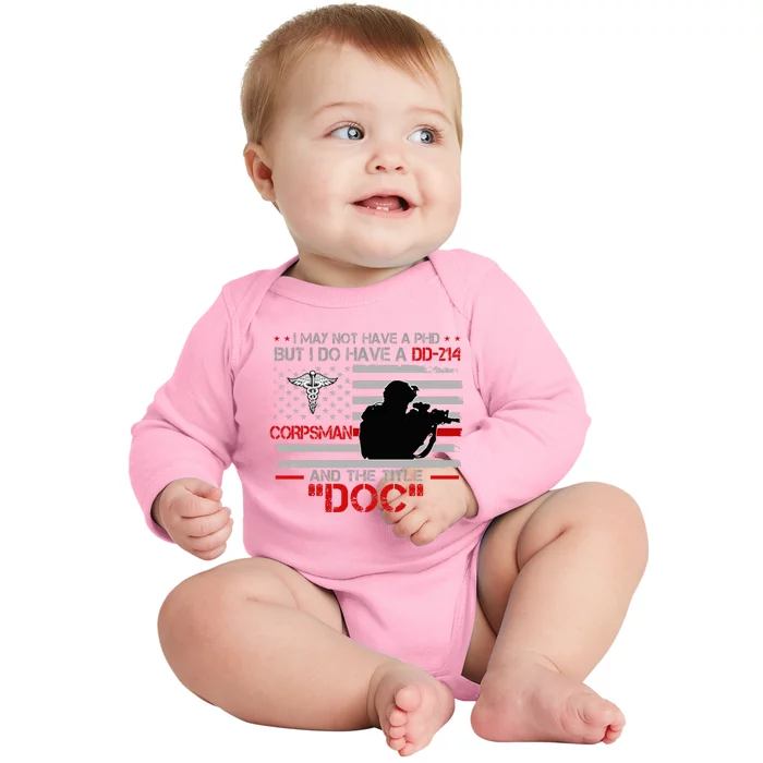 Corpsman 8404 Title Doc DD214 Gift For Corpsman Veteran Baby Long Sleeve Bodysuit