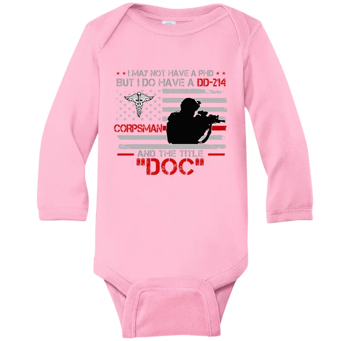 Corpsman 8404 Title Doc DD214 Gift For Corpsman Veteran Baby Long Sleeve Bodysuit