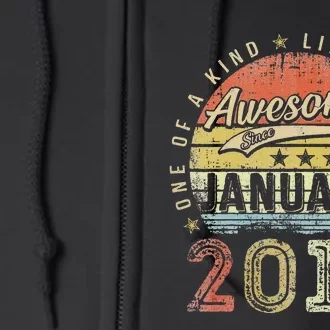 Cute 9th Birthday Gift Awesome Since January 2014 9 Year Old Full Zip Hoodie