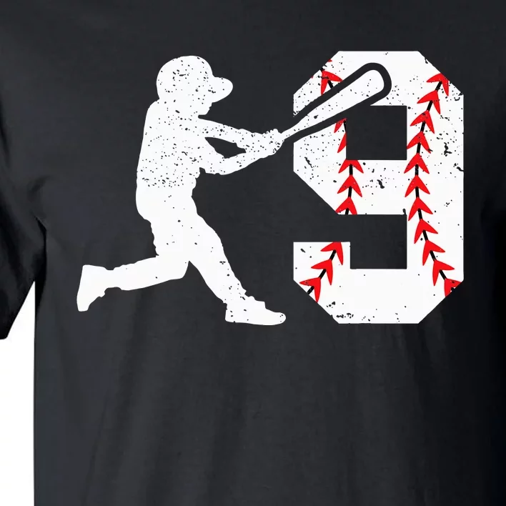 cutes 9th Birthday Baseball Big Number Nine 9 Year Old Tall T-Shirt