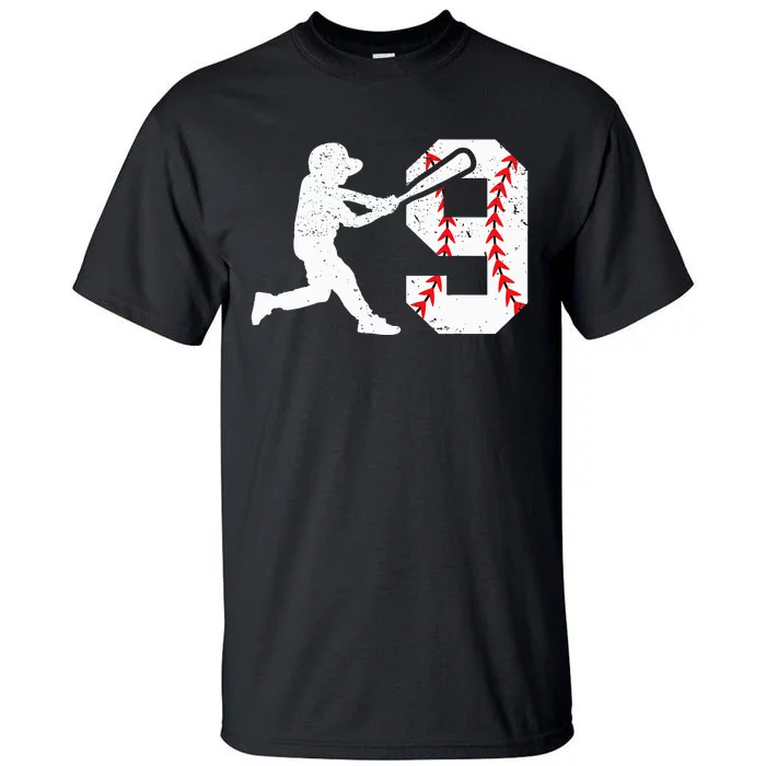 cutes 9th Birthday Baseball Big Number Nine 9 Year Old Tall T-Shirt