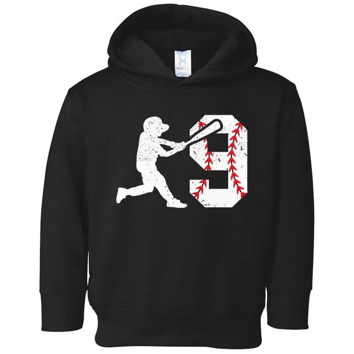 cutes 9th Birthday Baseball Big Number Nine 9 Year Old Toddler Hoodie