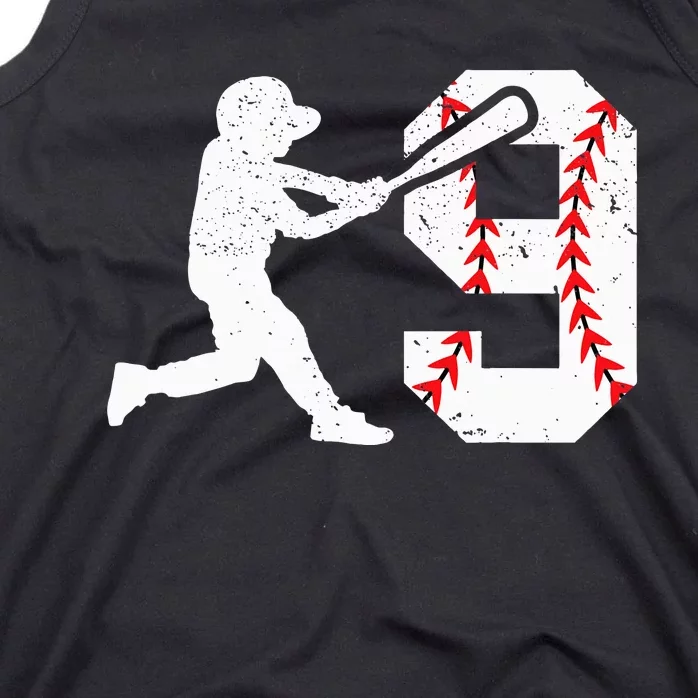 cutes 9th Birthday Baseball Big Number Nine 9 Year Old Tank Top