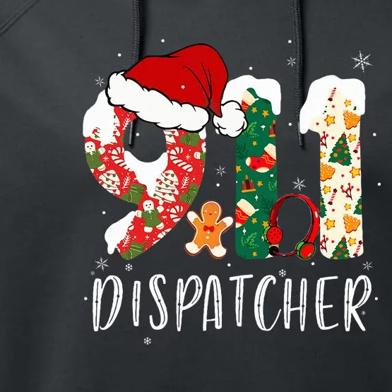 Christmas 911 Dispatcher Santa's Favorite 911 Dispatcher Performance Fleece Hoodie