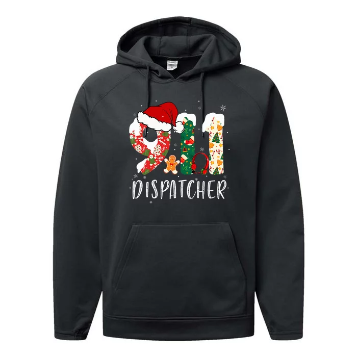 Christmas 911 Dispatcher Santa's Favorite 911 Dispatcher Performance Fleece Hoodie