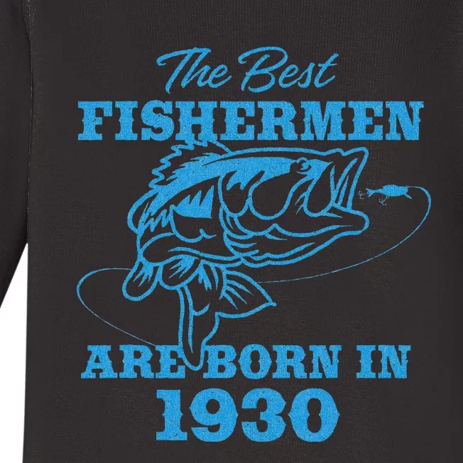 Cute 93 Year Old Fisherman Fishing 1930 93rd Birthday Baby Long Sleeve Bodysuit