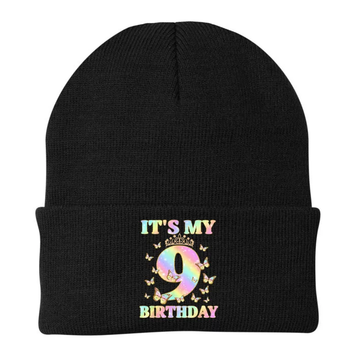 Cute 9 Years Old Funny Butterfly It's My 9th Birthday Knit Cap Winter Beanie