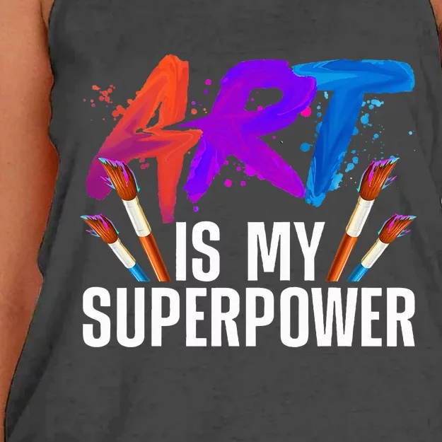 Cool Art Art Teacher Artist Painter Superpower Women's Knotted Racerback Tank